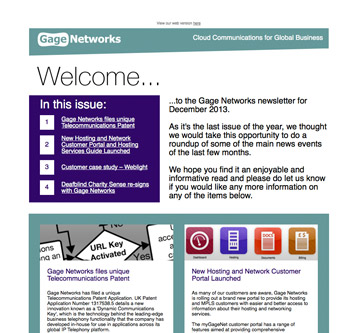 Gage Networks Newsletter